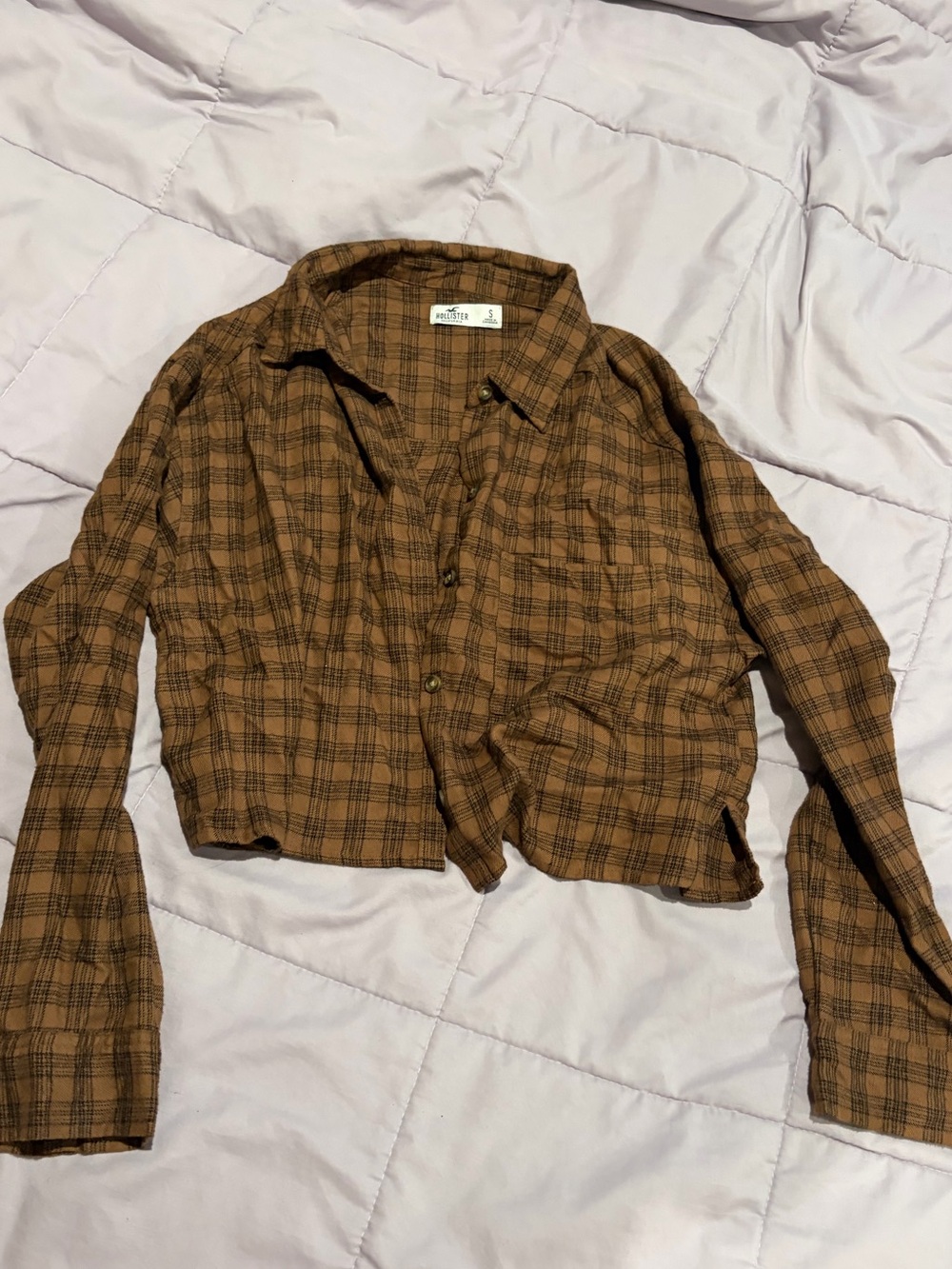 Hollister Tan Plaid Button-Up Shirt
